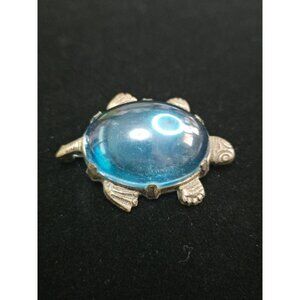 Vintage Jelly Belly Blue Lucite Turtle Brooch